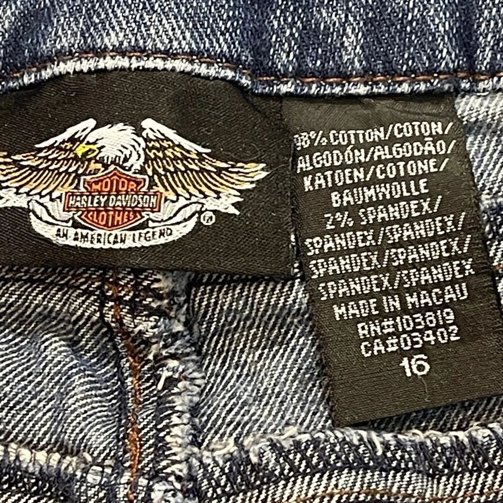 Harley-Davidson DENIM SEE MEASUREMENTS Jeans with Button Accents WOMENS 16